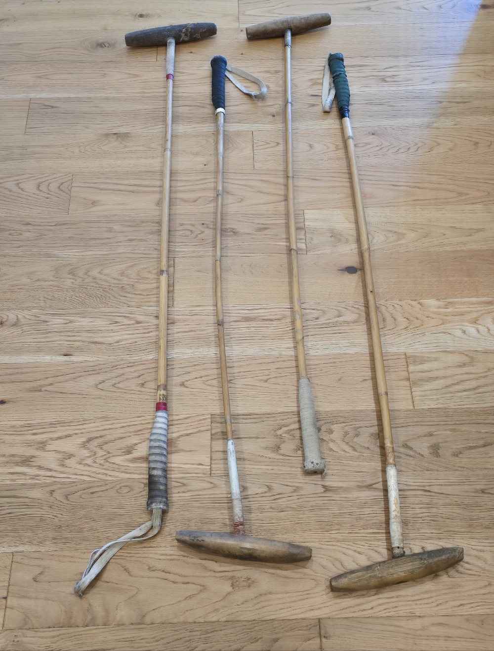 Antique Polo Mallet Collection Set of 4 Wood Sticks